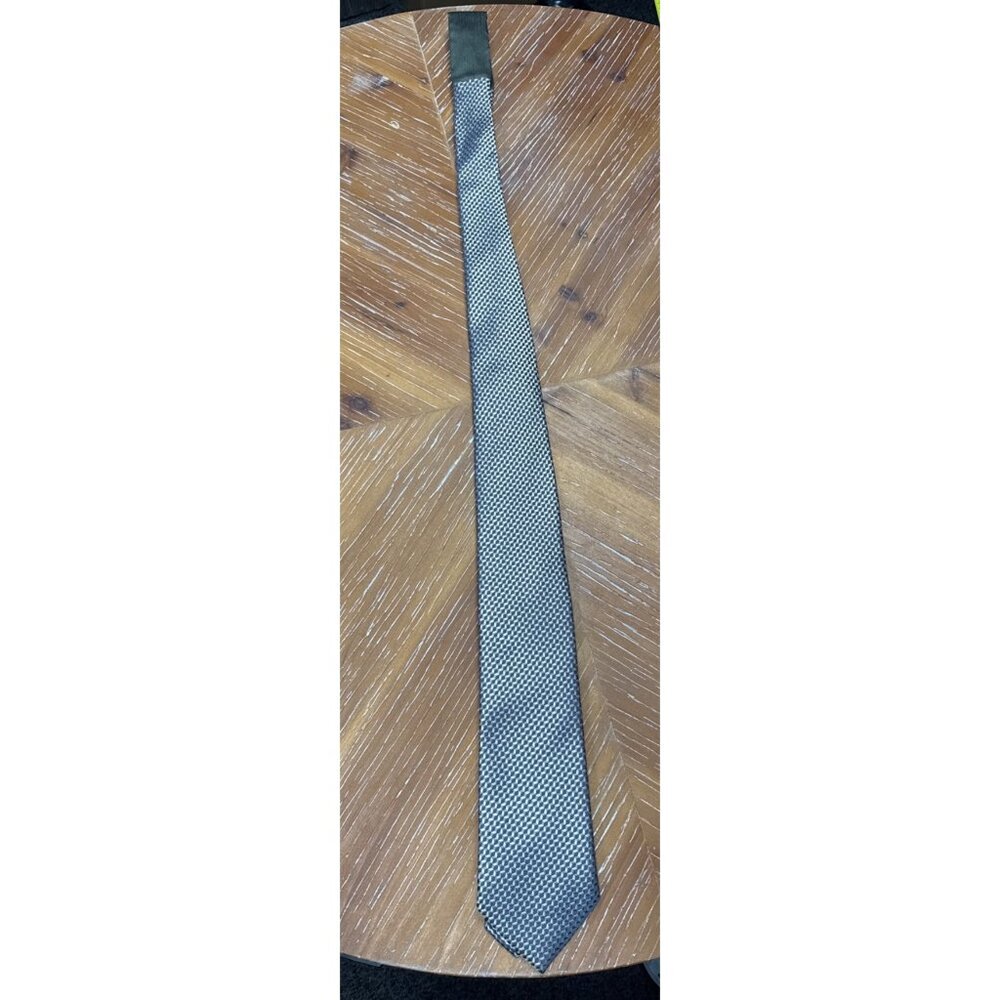 Michael Kors Mens Geometric Pattern Silk Tie Brown & Gold Made In China 57 Inche